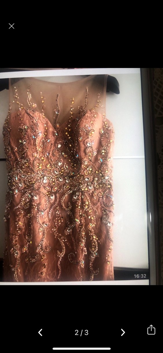 Payetli Nakışlı V Yakalı Uzun Abiye Elbise - Görsel 2