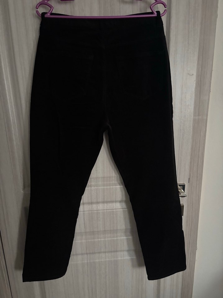 Siyah kadife Kadın Kumaş Pantolon - Görsel 2