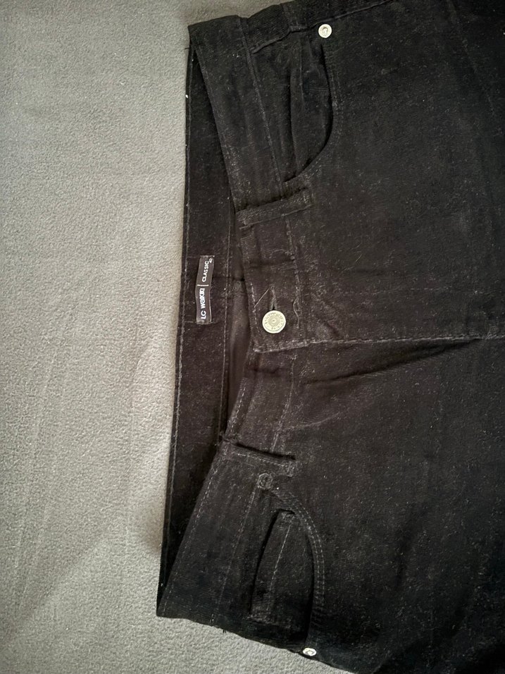 Siyah kadife Kadın Kumaş Pantolon - Görsel 3