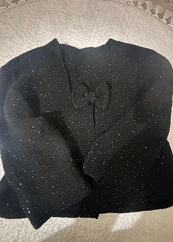Siyah Triko Kadın Hırka el örgüsü - Görsel 2