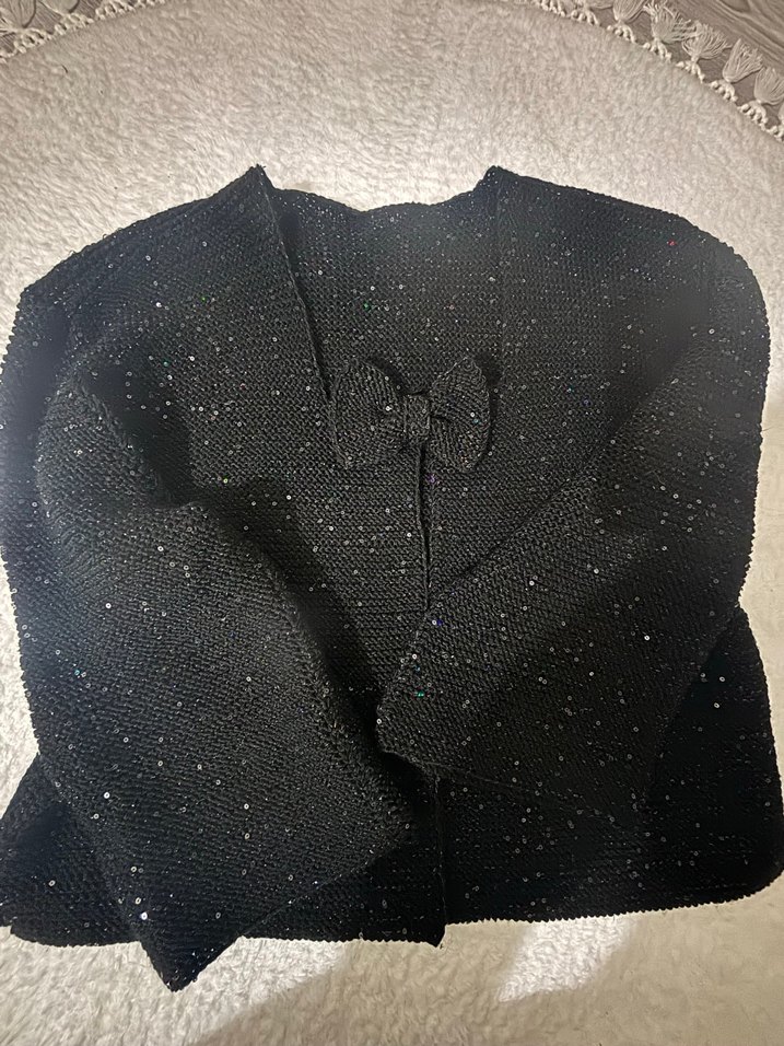 Siyah Triko Kadın Hırka el örgüsü - Görsel 2