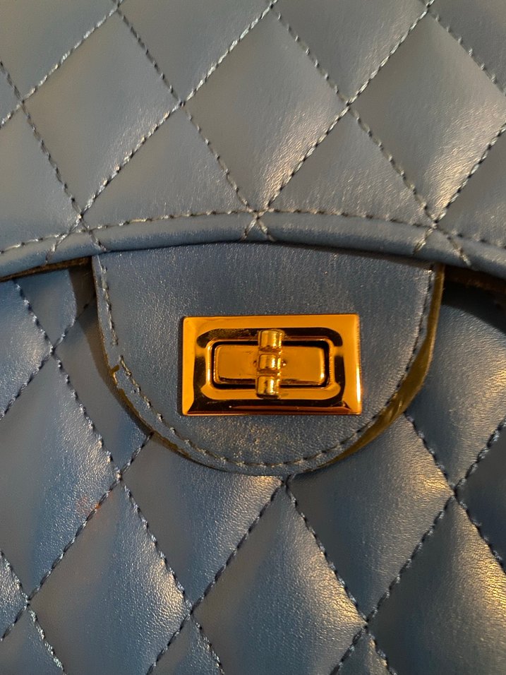 Mavi Deri Kapitone Kadın Çanta - Görsel 2