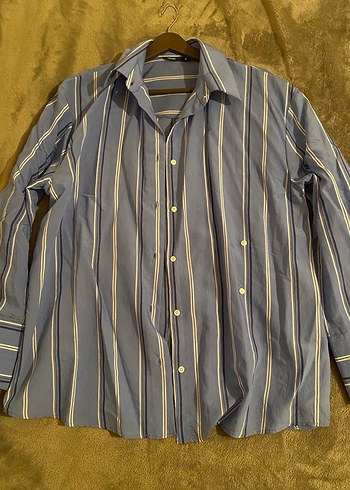 Mavi Çizgili Düğmeli Kadın Gömlek - Görsel 3