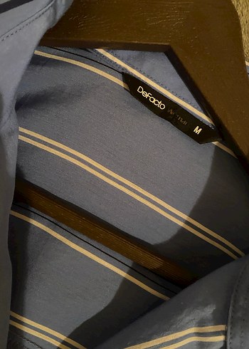 Mavi Çizgili Düğmeli Kadın Gömlek - Görsel 2