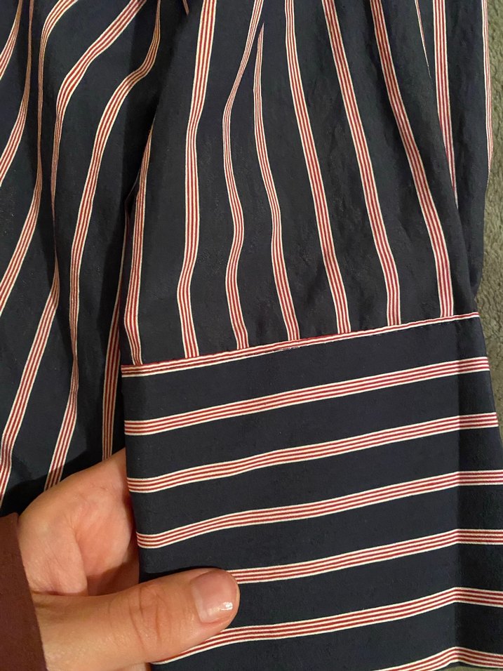 Düğmeli Çizgili Kadın Uzun Kollu Gömlek - Görsel 2