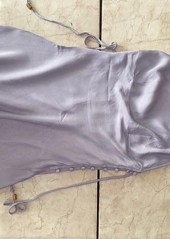 Sırt dekolteli Mini Mor Elbise - Görsel 4