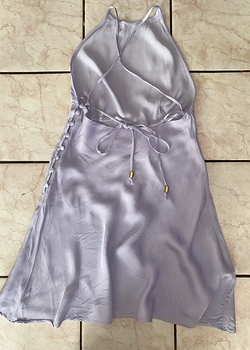 Sırt dekolteli Mini Mor Elbise - Görsel 3