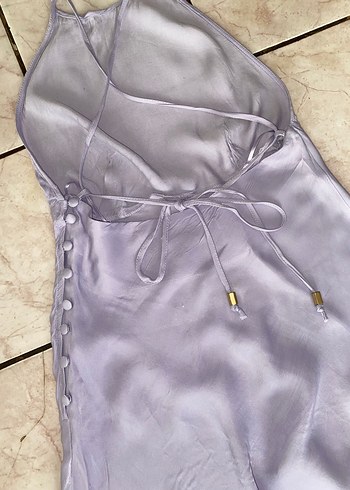 Sırt dekolteli Mini Mor Elbise - Görsel 5