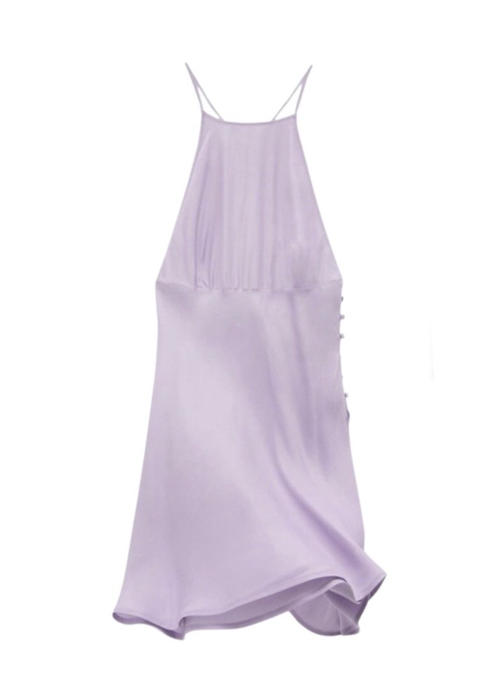 Sırt dekolteli Mini Mor Elbise - Görsel 2