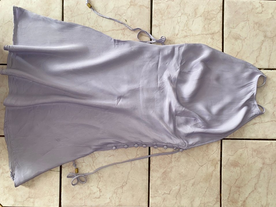 Sırt dekolteli Mini Mor Elbise - Görsel 4