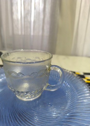 Renkli Mavi Cam Tabak ve Bardak Seti - Görsel 4