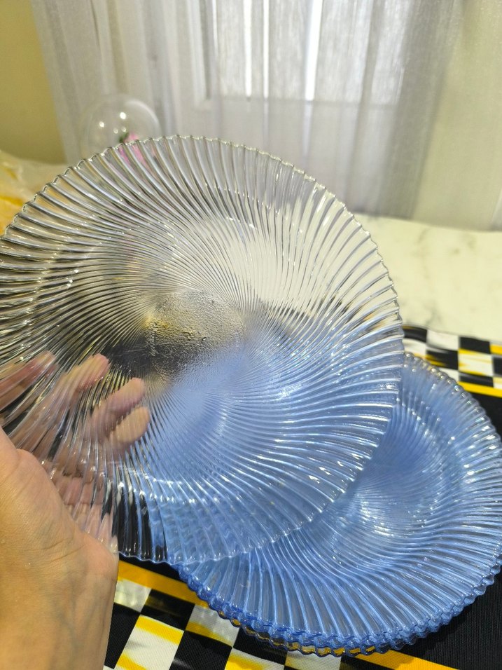 Renkli Mavi Cam Tabak ve Bardak Seti - Görsel 3