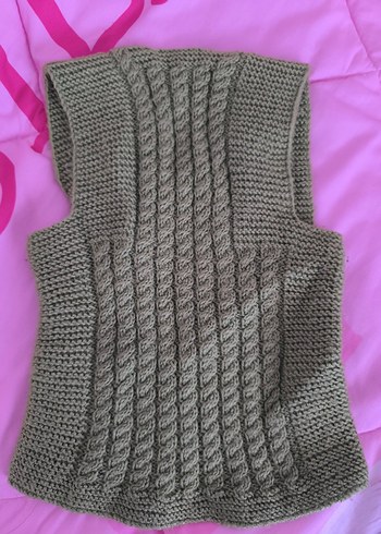 Düğmeli Gri Kız Örgü Yelek - Görsel 2