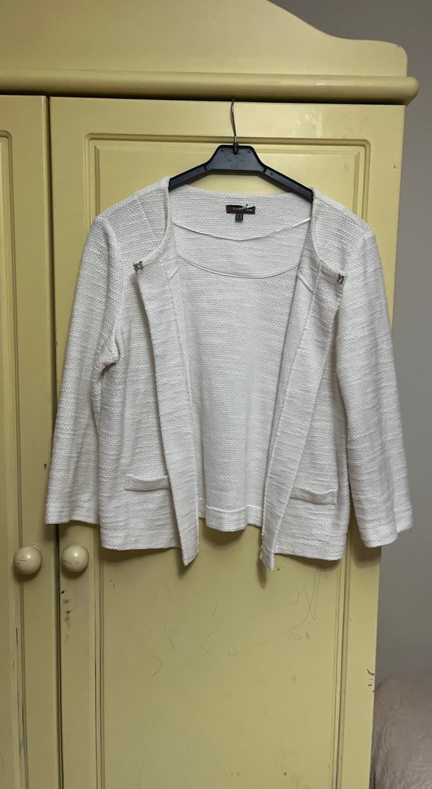 Kadın Beyaz Triko Hırka - Görsel 2