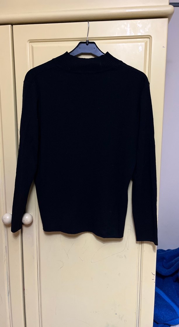 Siyah Kadın İnce Fit Triko Kazak - Görsel 2