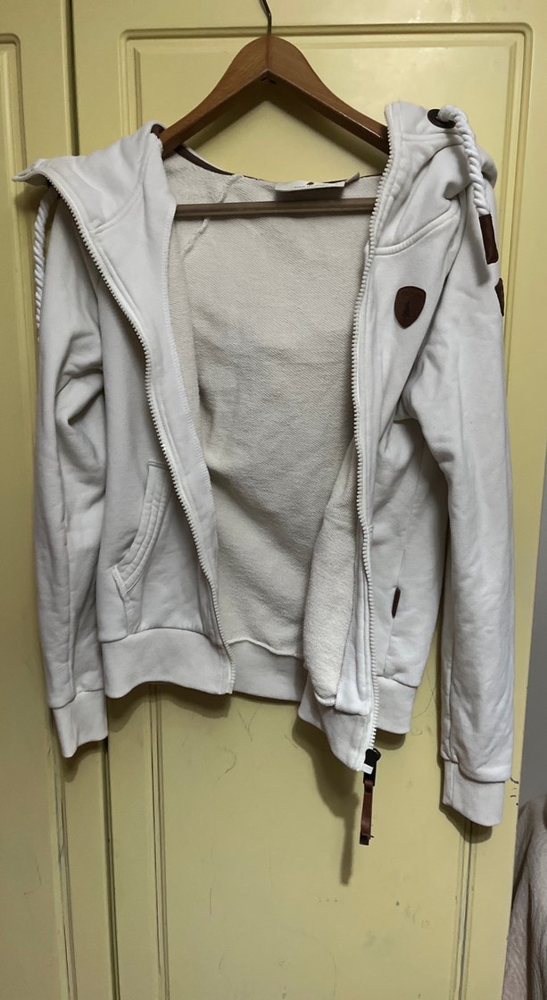 Fermuarlı Beyaz Kadın Sweatshirt - Görsel 3