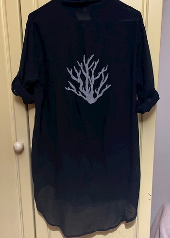 Nakışlı Siyah Uzun Kollu Gömlek - Görsel 3