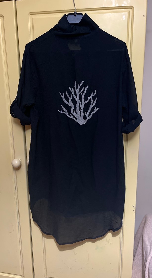 Nakışlı Siyah Uzun Kollu Gömlek - Görsel 3