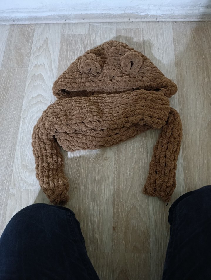 Yeşil Örgü Kadın Atkı ve Kapüşon  çocuk ve kadın - Görsel 2