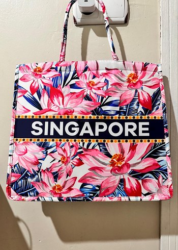 Renkli Desenli Fermuarlı Kadın Plaj Çantası - Görsel 3