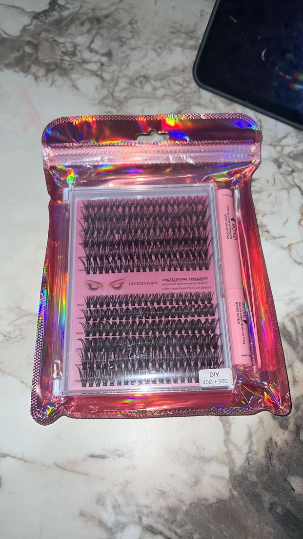 Pembe Takma Kirpik Seti ve Uygulama Aparatları - Görsel 2