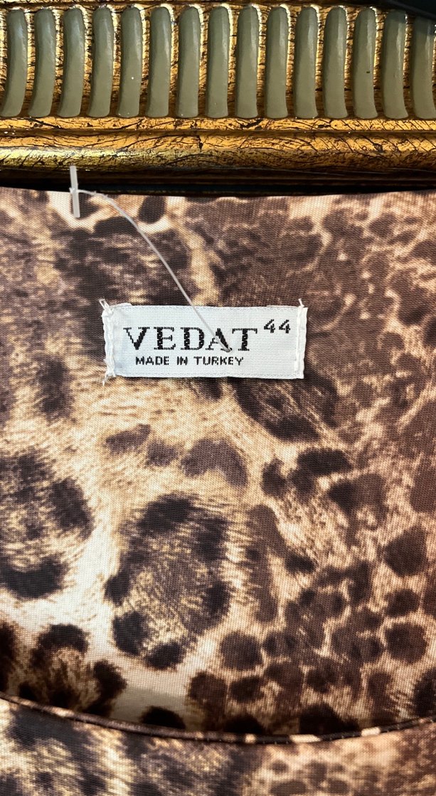 Uzun Kol Kahverengi Yılan Desenli Bohem Kadın Elbise - Görsel 2