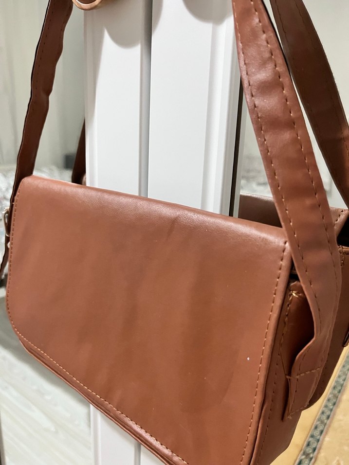 Kahverengi Deri Kadın Omuz Çantası - Görsel 2