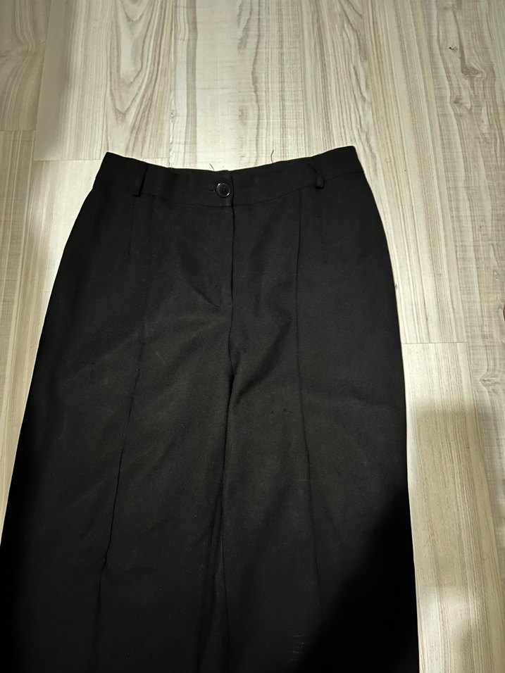 Kadın Siyah Piliseli Normal Boy Kumaş Pantolon - Görsel 2