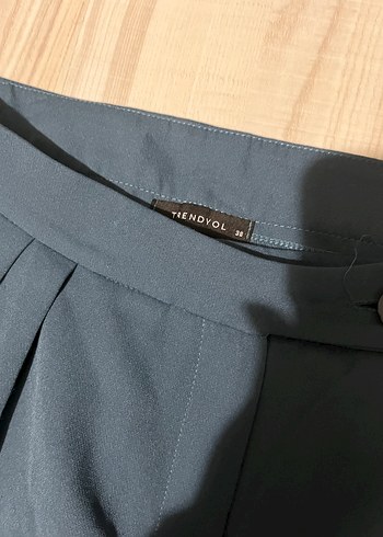 Petrol mavisi kumaş palazzo pantolon - Görsel 2