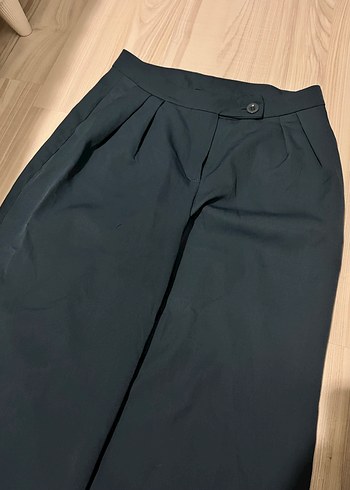 Petrol mavisi kumaş palazzo pantolon - Görsel 4