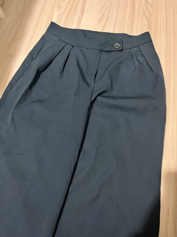 Petrol mavisi kumaş palazzo pantolon - Görsel 3