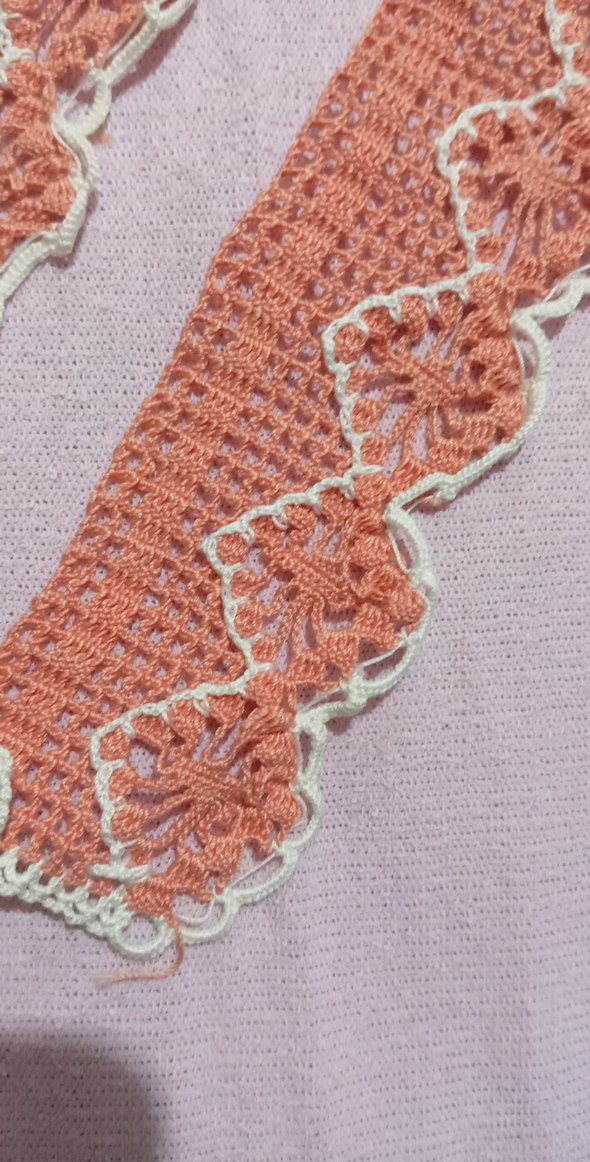 Turuncu Beyaz El Yapımı Havlu Kenarı - Görsel 2