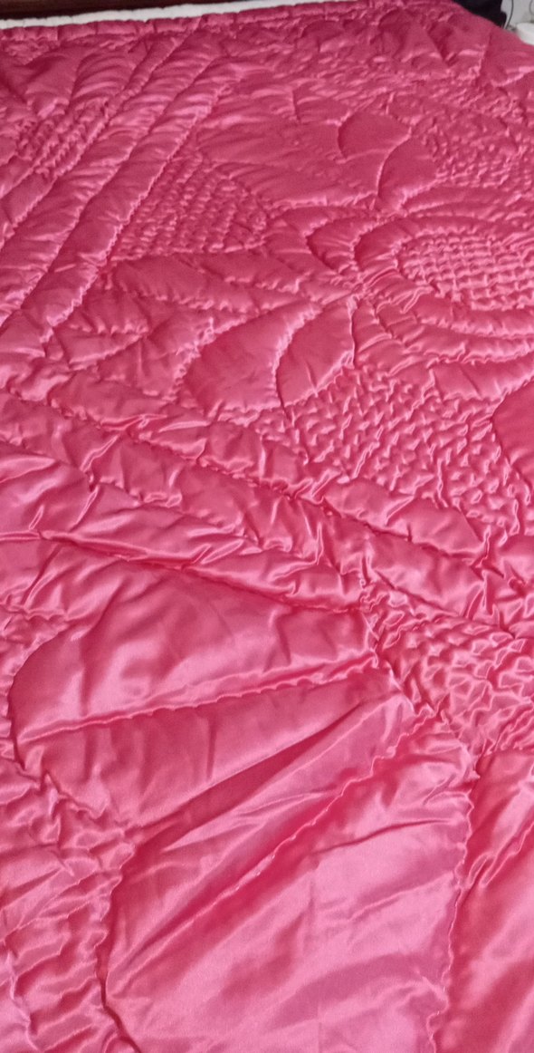 Renkli Nakışlı Pembe Çift Kişilik Yorgan - Görsel 2