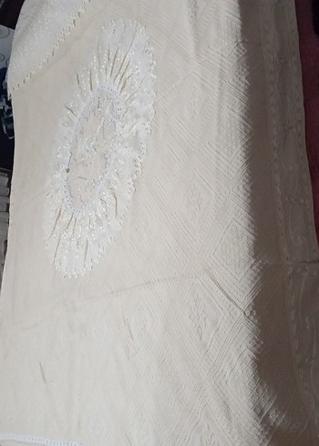 İşlemeli Krem Çift kişilik pike ve yastık - Görsel 7