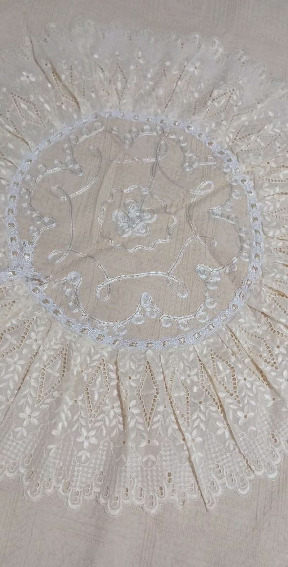 İşlemeli Krem Çift kişilik pike ve yastık - Görsel 5