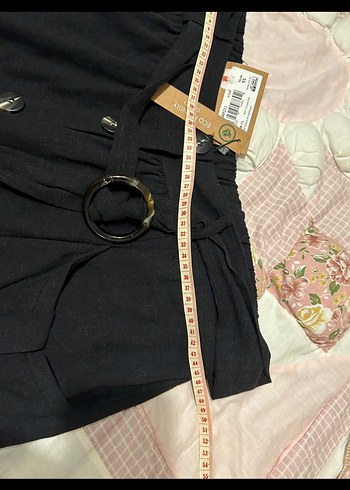 Düğmeli Siyah Uzun Keten Etek - Görsel 4