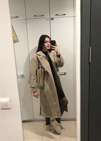 Bej Uzun Yün Kadın Kaban - Görsel 6