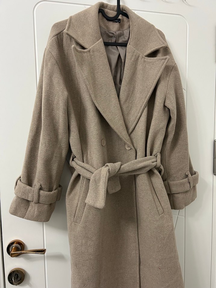 Bej Uzun Yün Kadın Kaban - Görsel 2