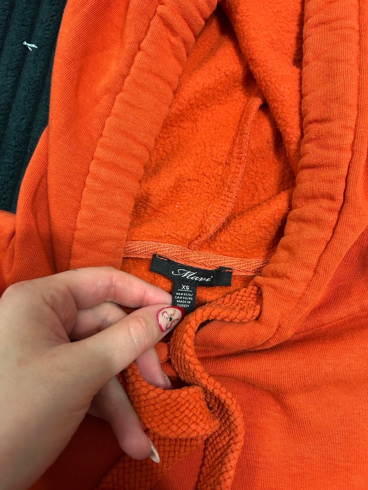 Turuncu Kapüşonlu Kadın Sweatshirt - Görsel 3