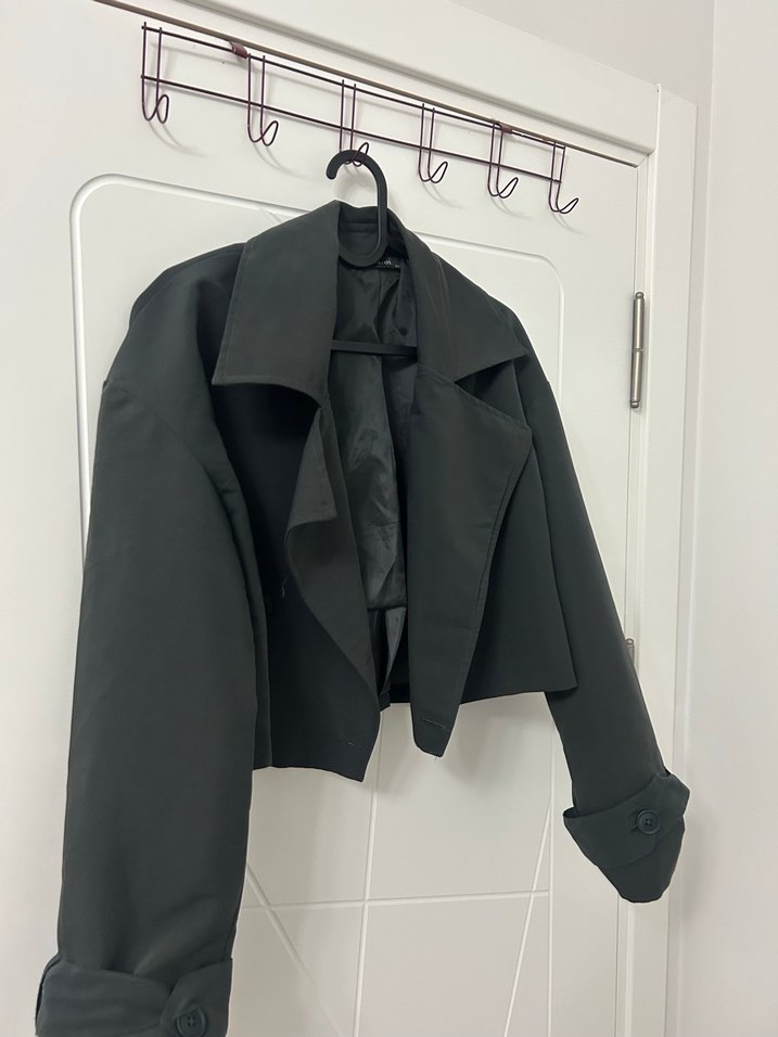 Kadın Antrasit Kemerli Uzun Trençkot - Görsel 3