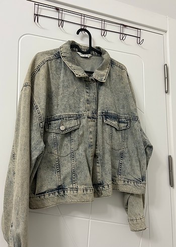 Gri Mavi Düğmeli Kadın Denim Ceket - Görsel 2