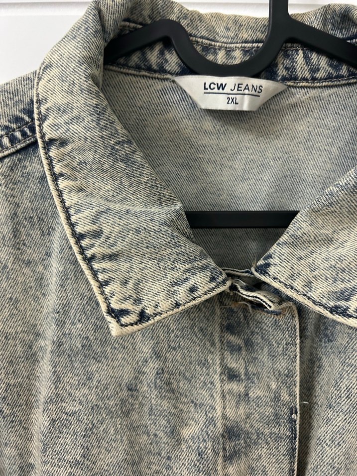 Gri Mavi Düğmeli Kadın Denim Ceket - Görsel 5