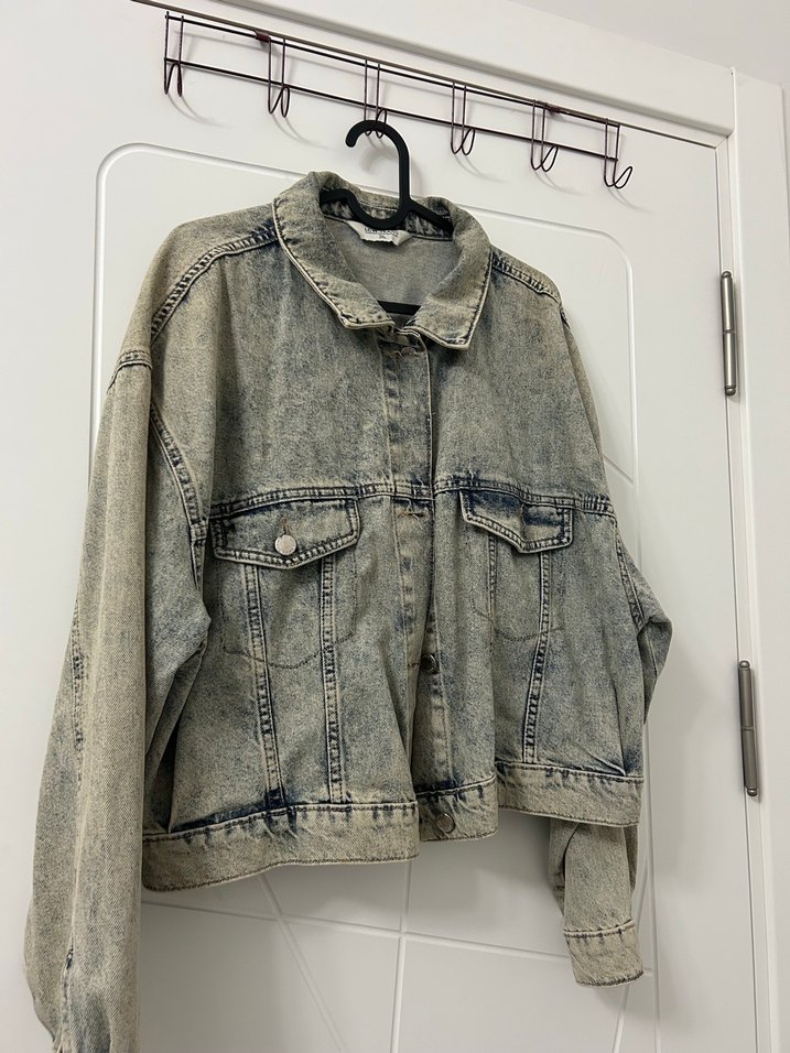 Gri Mavi Düğmeli Kadın Denim Ceket - Görsel 2