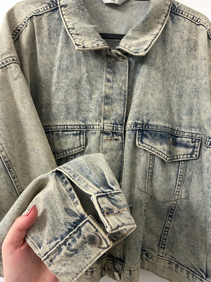 Gri Mavi Düğmeli Kadın Denim Ceket - Görsel 4