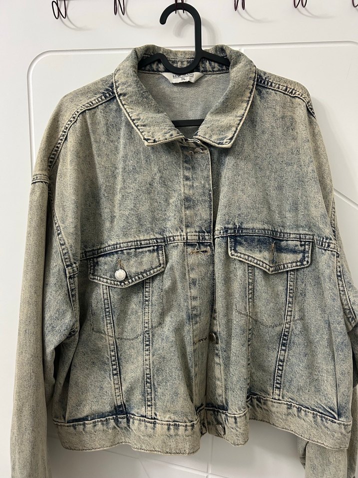 Gri Mavi Düğmeli Kadın Denim Ceket - Görsel 3