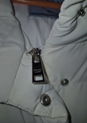 Düğmeli Beyaz Kadın mont - Görsel 3