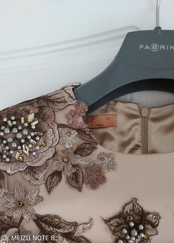 Nakışlı Bej Uzun Abiye Elbise - Görsel 3