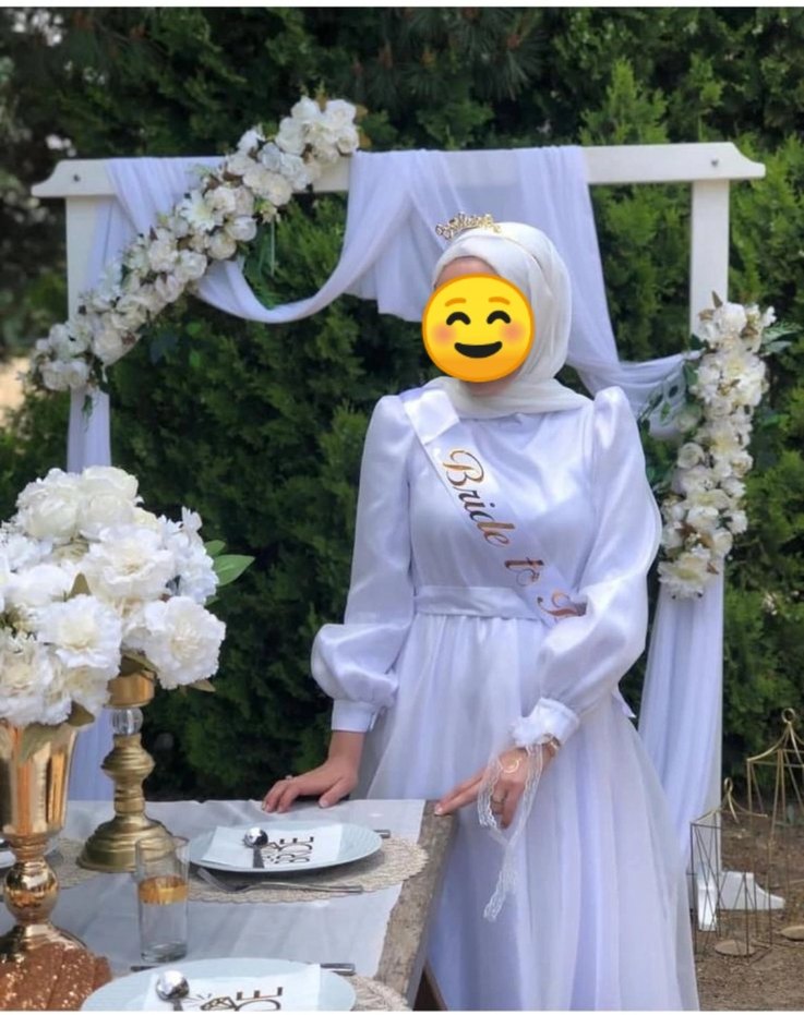 Uzun Kollu Beyaz abiye 36 38 beden arası - Görsel 3