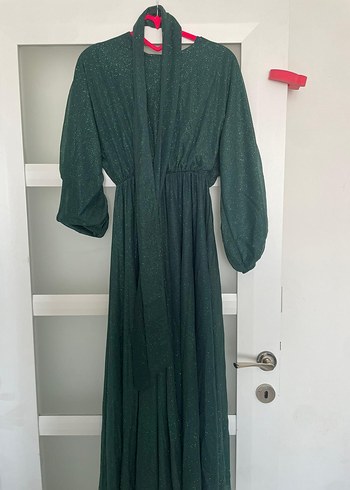 Yeşil Uzun Bohem Drapeli Elbise - Görsel 2