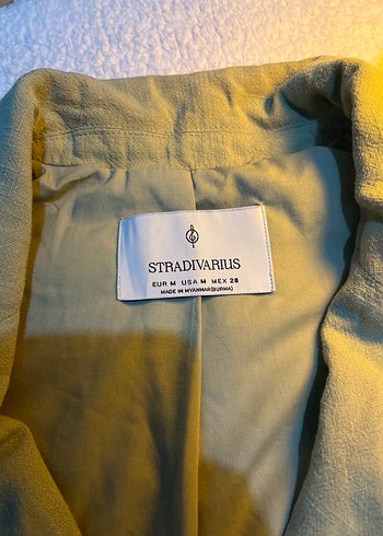 Stradivarius Haki Keten Kadın Blazer Ceket - Görsel 4